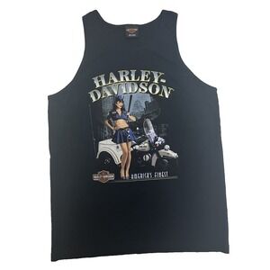 Harley Davidson Tank Top Mens Size Large Black-  Police Graphic-  Jamaica
